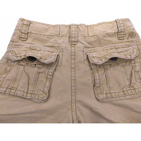 Aeropostale Mens Cargo Shorts sz 28 Beach Scene Brown Cotton SoCal Surf 7 Pocket - Picture 5 of 10